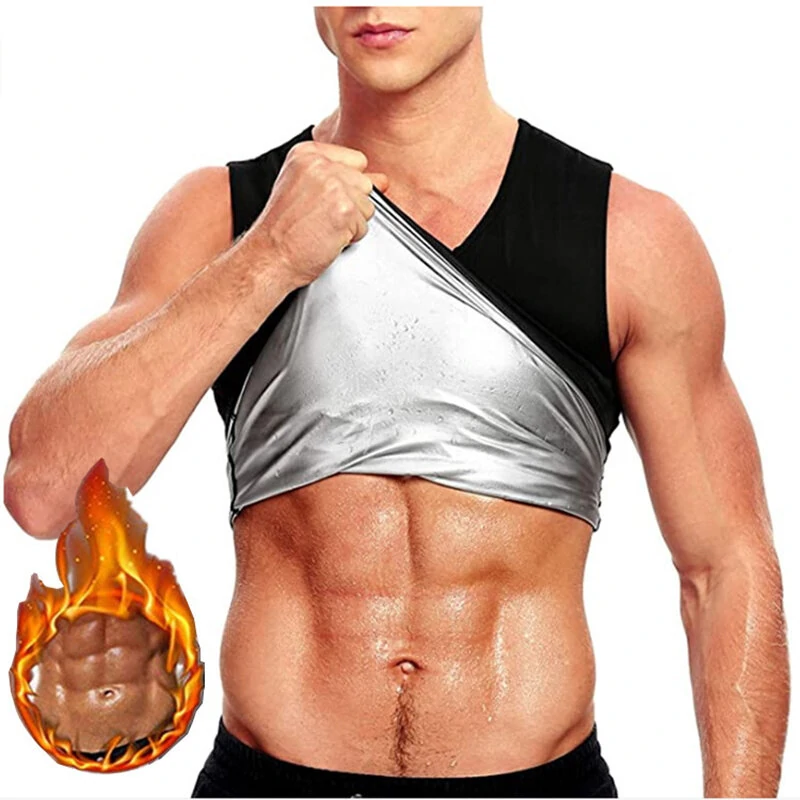 (image for) TENGOO Men Sauna Shaper Vest Thermo Sweat Shapewear Tummy Control Slimming Tank Top Gym Fitness Workout Zipper Corset Shirt for Fat Burning